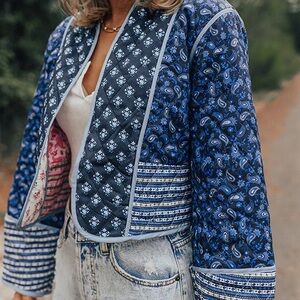 Sunday Blue Paisley Women's Bomber Jacket